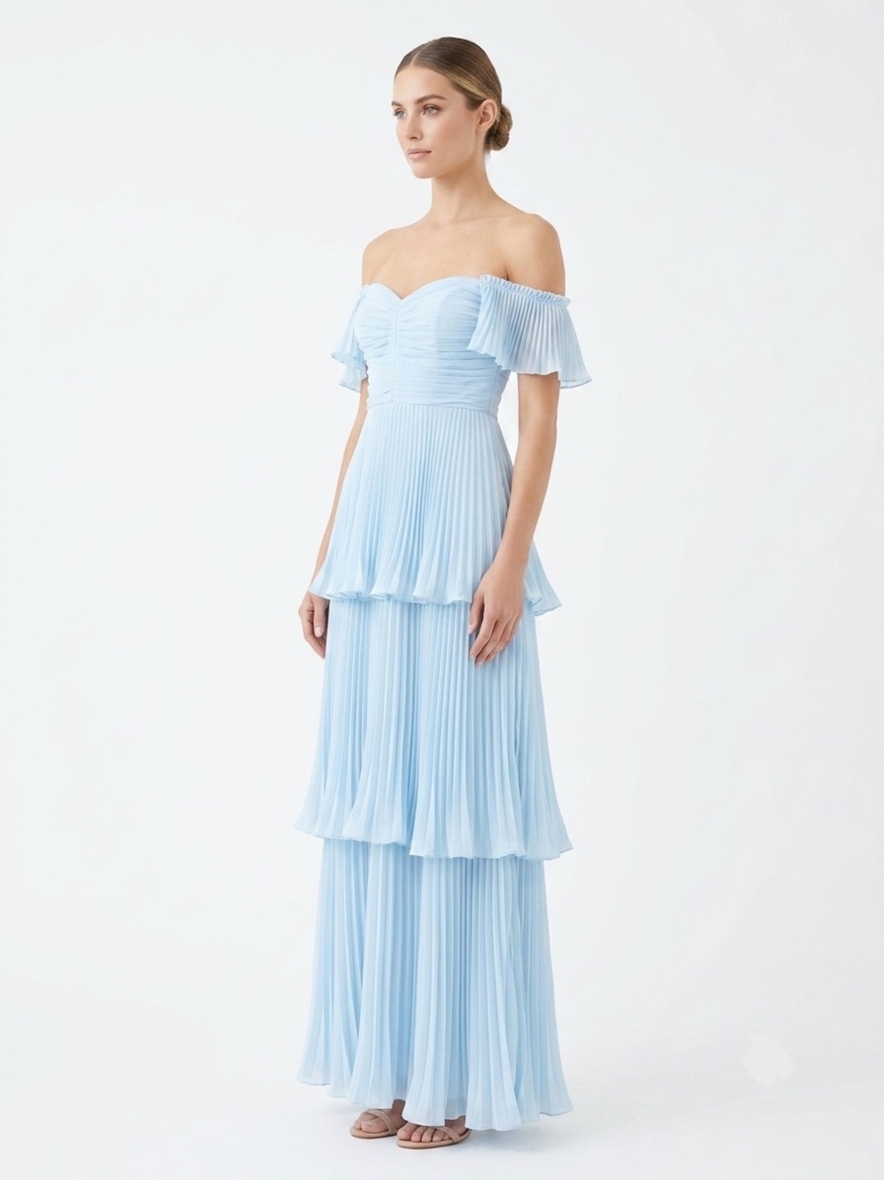 JJ’s House, Pleated Light Blue Maxi Dress - M